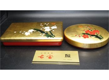 Yamanaka Calligraphy Kit In Original Lacquered Boxes - New