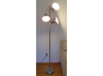 Floor Lamp - Silver Tone Metal 3 Adjustable Lights