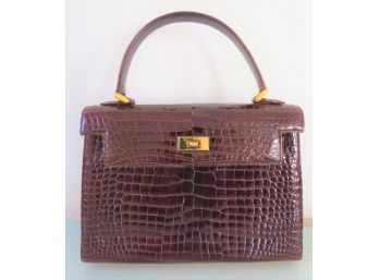 JRA  Handbag - Maroon Crocodile Leather