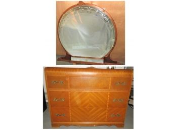 Dresser With Round Mirror - Wood Dresser With 3 Drawers