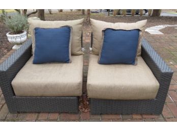 Outdoor Patio Chairs With Cushions And Throw Pillows - Set Of 2