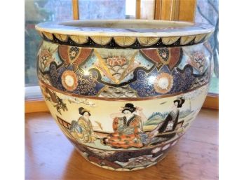 Porcelain Asian Inspired Fishbowl Planter - Made In China