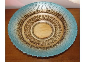 Glass Bowl - Beautiful Decorative Blue/gold Bowl