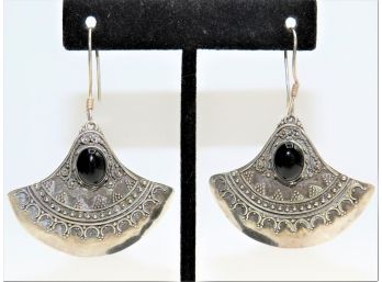 Sterling Silver Earrings With Onyx Stone
