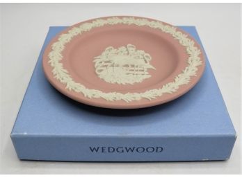 Wedgwood White On Pink Round Flamingo Pattern Tray - With Original Box