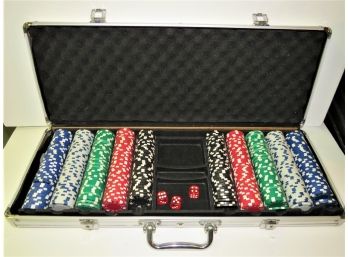Poker Chip Set With Dice And Carry Case