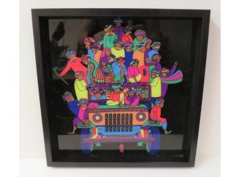 Serving Tray - Colorful Jeep With People - Made In India
