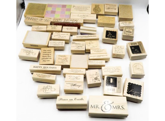 Lot Of 45 Wood Mounted Rubber Stamps Stampin' Up!