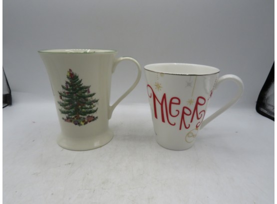 Spode & Lenox Christmas Themed Coffee Mugs