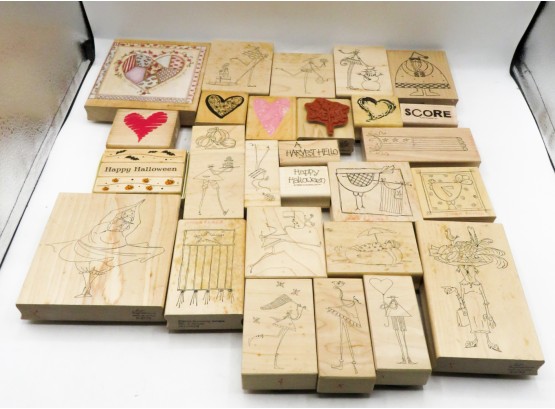 Lot Of 28 Wood Mounted Rubber Stamps Stampin' Up!
