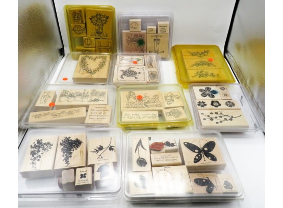 Lot Of 47 Wood Mounted Rubber Stamps Stampin' Up!  - In Original Packaging