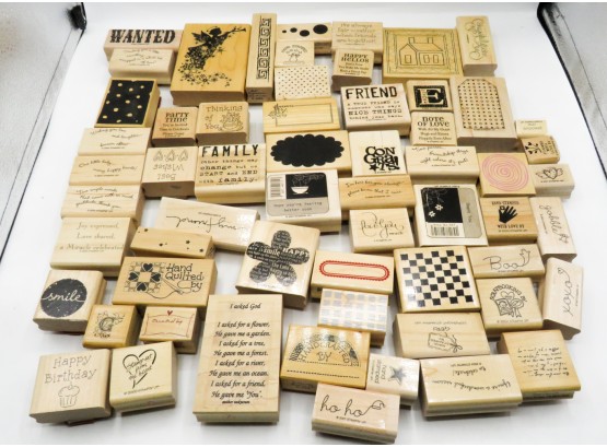 Lot Of 60 Wood Mounted Rubber Stamps Stampin' Up!