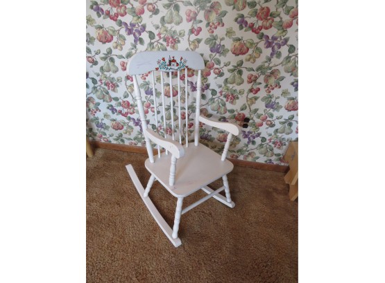 Children's White Wooden Rocking Chair - Hand Painted