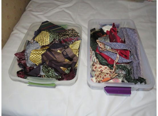 Lot Of Assorted Ties - Some Silk - Used For Scrap Material
