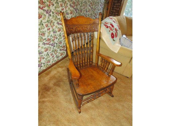 Antique Wooden Rocking Chair - Needs Repair - Damage Photographed
