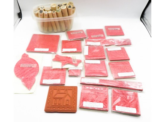 New - 18 Rubber Stamps W/out Wooden Block W/ 17 Stick Stamps