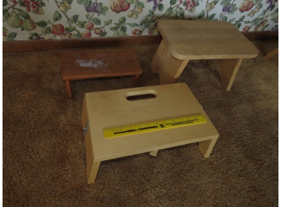 Lot Of 3 Small Wooden Stools