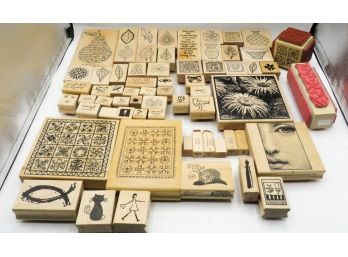 Large Lot Of 67 Wood Mounted Rubber Stamps   -  Stampin' Up!