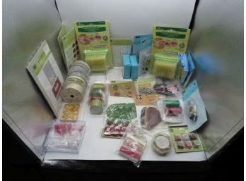 Large Arts And Crafts Lot - Crochet Thread, Ribbons, Needle Felting Mat, Stickers, Pins, Die Cuts, Adhesives