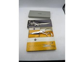 Ginger Scissors In Orginal Box - Yellow Canary All Chrome Plated Pinking Shears In Original Box