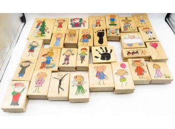 Large Lot Of 30 Wood Mounted Rubber Stamps   -  Stampin' Up!