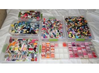 Large Lot Of Assorted Sewing Threads - 7 Bins In Total - Assorted Colors Included