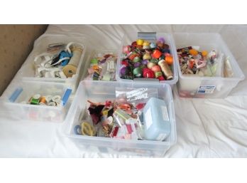 Large Lot Of Assorted Thread - Variety Of Colors - Plastic Bins Included
