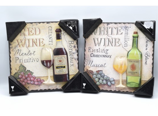 Bed Bath & Beyond Mini Wine Variety Hanging Plaque Lot Of 2