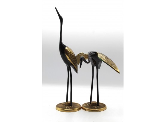 Vintage Leonard Brass Flamingo Crane Heron Figurines Lot Of 2