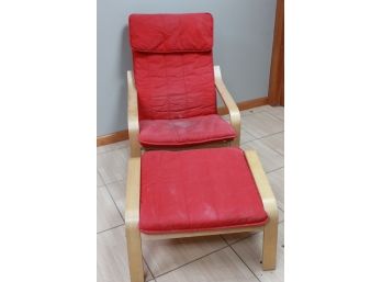 IKEA Bentwood Veneer Armchair Patio Lounge Chair & Foot Rest