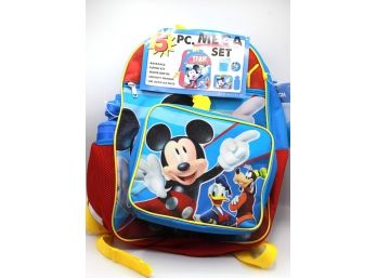 Mickey Mouse 5pcs Set Backpack Lunch Kit Water Bottle Squishy Dangle Gel Bead Ice Pack
