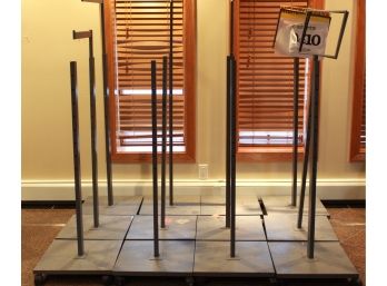 Retail Store Clothing Display Stands Rack W/ Adjustable Height & Discount Sign Frames Lot Of 12