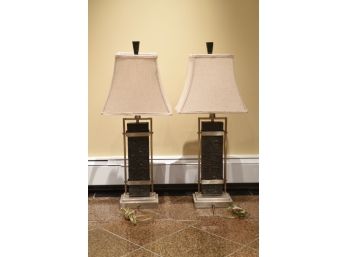 Natural Stone Modern Table Lamps Lot Of 2