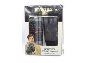 Toasties Men's Matching Muffler & Driving Gloves