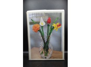 Fifth Avenue Crystal Vase & 7pc Flower Bouquet