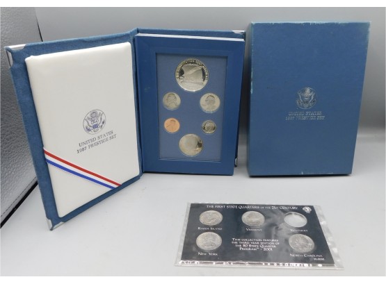United States 1987 Prestige Coin Set With Box Including 2001 Morgan Mint Set