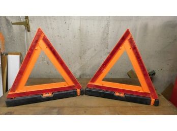 Plastic Weighted Reflective / Folding Hazard Triangles - Pair