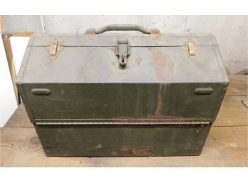 Vintage Metal Folding Compartment Tool Box