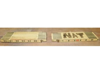 Vintage Lufkin X46 Wood Extension Ruler With Malco 396F Extension Ruler