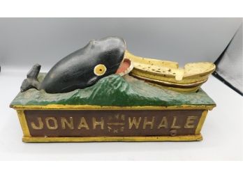 Reproduction Cast Iron Mechanical Coin Bank - Jonah And The Whale - Made In Taiwan