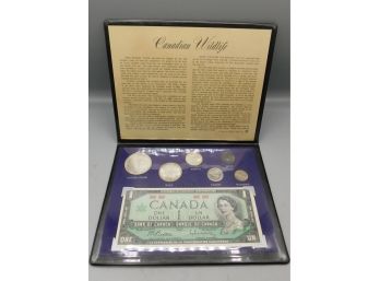 Canadian Wildlife Treasure Commemorative Coin Album With One Dollar Bill