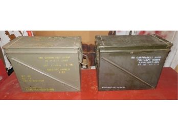 Vintage Military Grade Metal Ammunition Storage Box - 2 Total