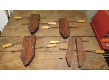 Vintage Solid Wood Clamps - Set Of Four