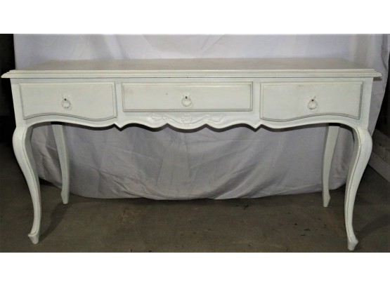 Sofa Table - White Wood Table With 3-drawers