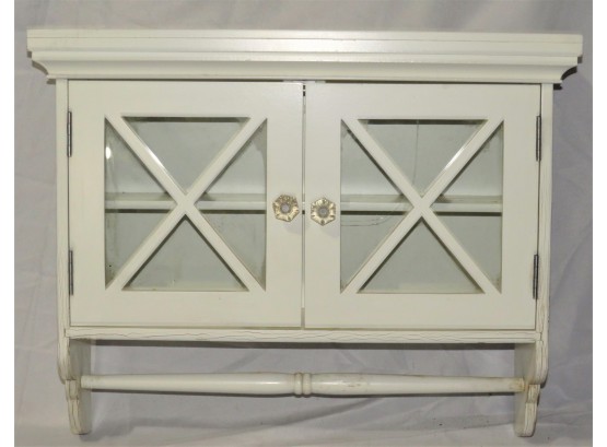 Wall Cabinet - 2-door White Cabinet With Towel Rod
