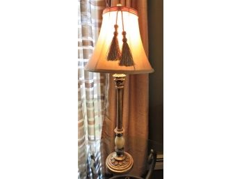 Table Lamp - Candlestick-style Lamp With Tassel Accented Shade