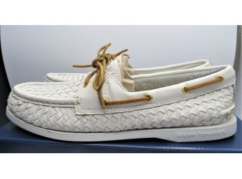 Sperry Women's A/O White Woven Leather Boat Shoe - Size 10 - New In Box