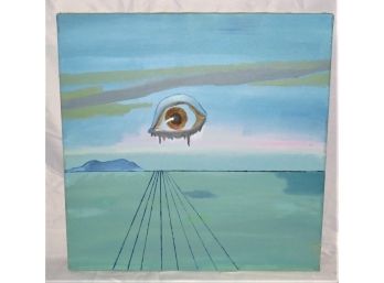 Original Painting Floating Eye - Artist Unknown On Canvas