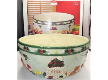 Holiday At Home Classic Solutions Earthenware Santa Serve Bowl - In Original Box