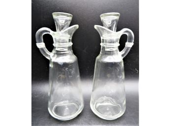 Anchor Hocking Clear Glass Vinegar Oil/vinegar Cruet With Stopper - Vintage - Set Of 2